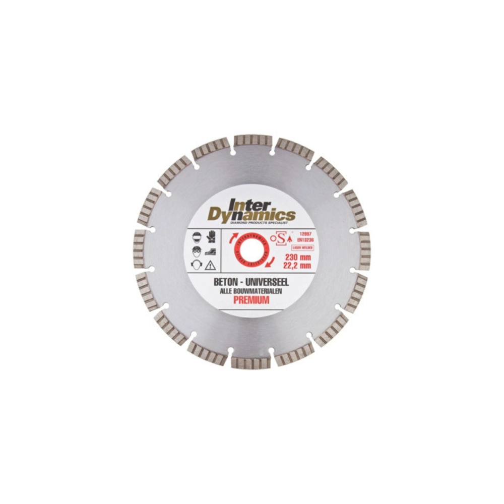 Kopie van Productfoto website (1000 x 1000 px)-30 InterDynamics Premium Diamantzaagblad 230mm Duo Pack - Afbeelding 1
