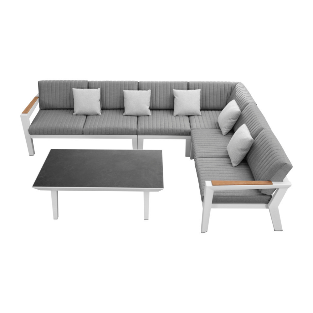1 Higold Champion Hoekloungeset - Grijs-Wit - 5-delig - Afbeelding 1