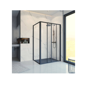 Regn Outline Schuifdeur 140×195 cm & Zijwand 90×195 cm – Zwart – Inloopdouche Set