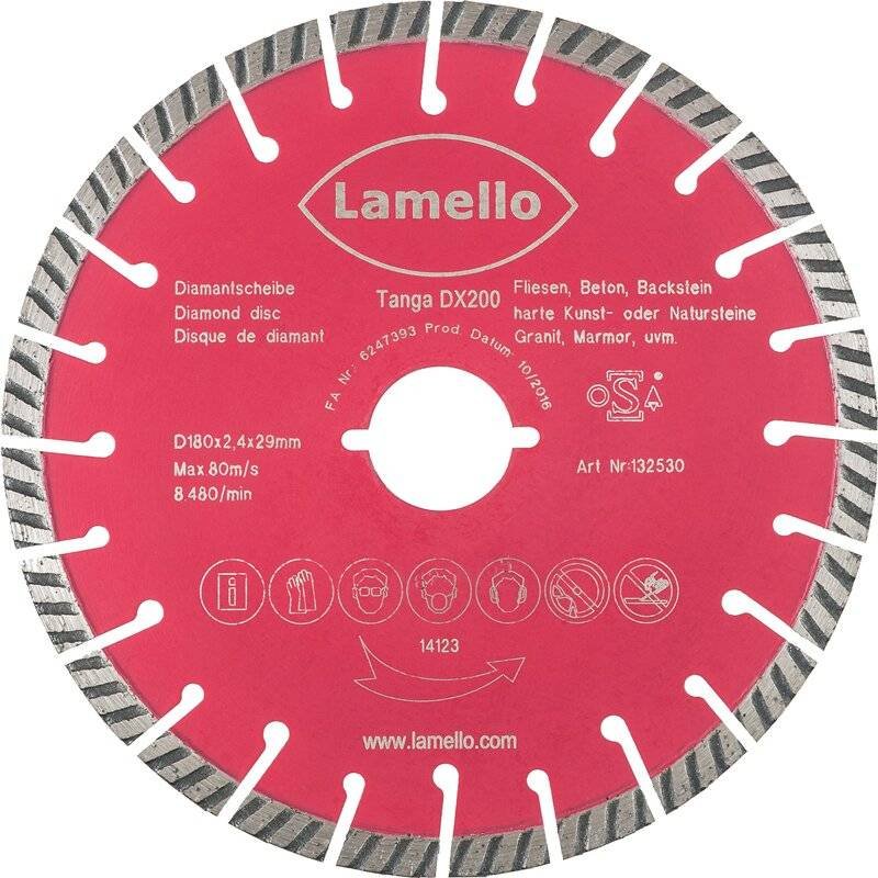 Lamello DIA-Trennschijf f.Tanga DX200 m.Snelspanopname D.180 mm 132530