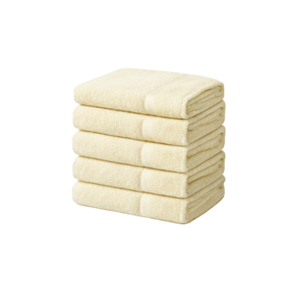 3 Handdoeken 70×140 cm – Set van 5 – 400 g/m² - Zand - Afbeelding 1