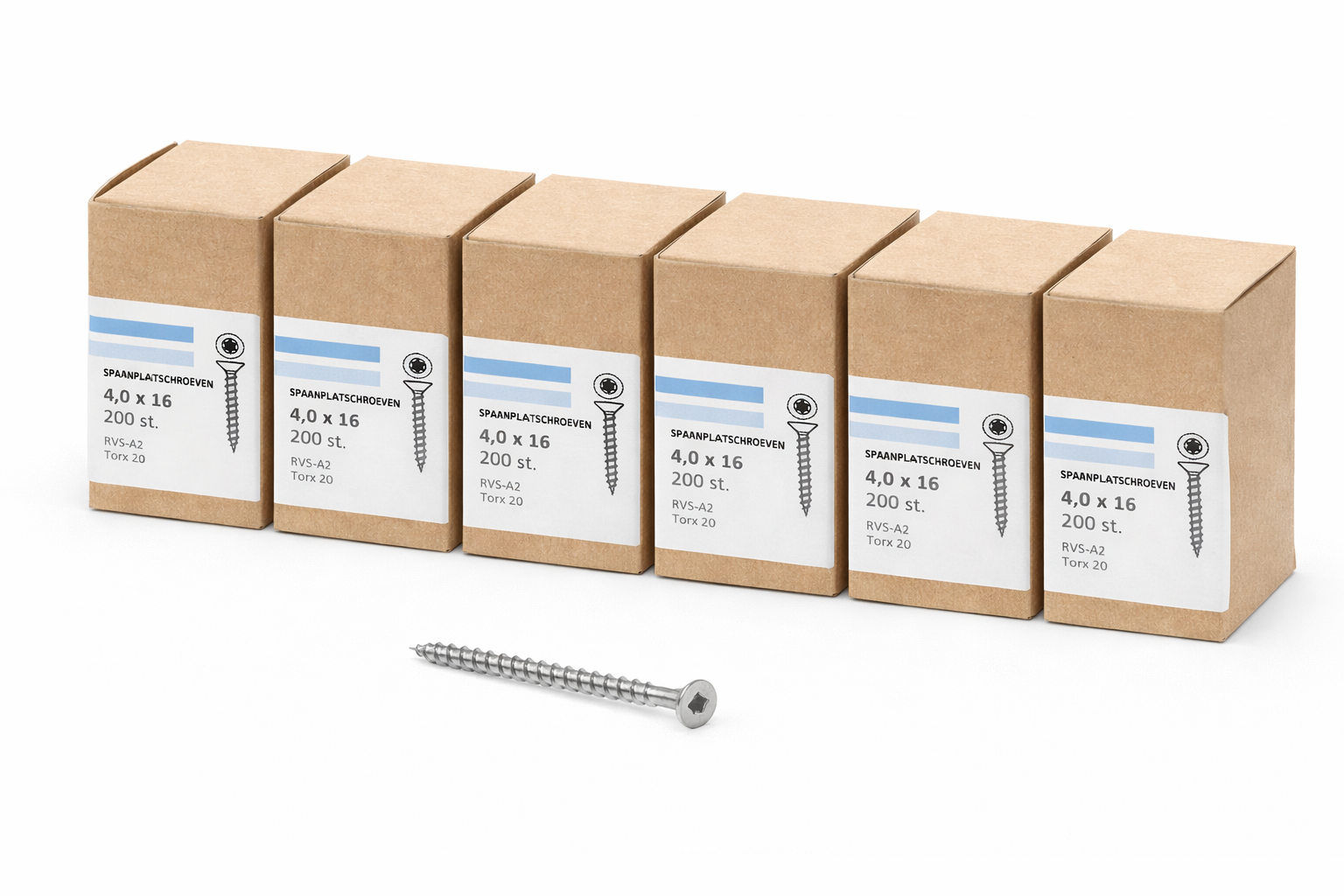 31b821ca-1197-4d02-96ee-95d8e3dcafcb 6X Hoenderdaal Spaanplaatschroeven 4,0x16 RVS A2 – 200 stuks - Afbeelding 1