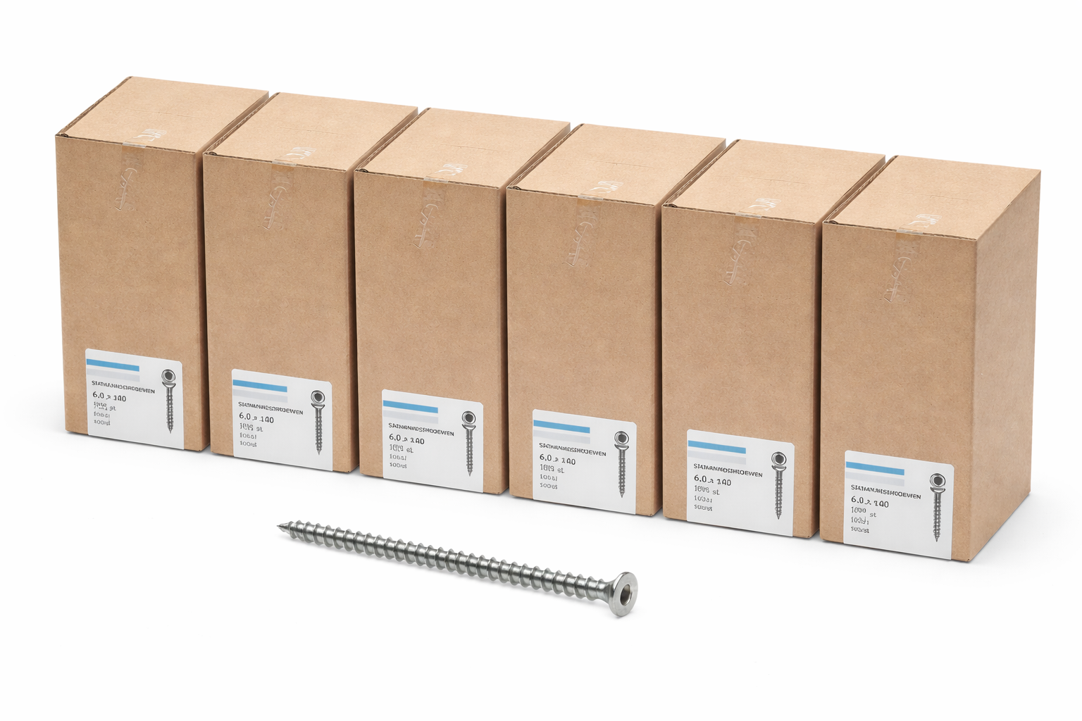 56f6ef13-0810-4efd-8ee5-dada5e7c0a63 6X Hoenderdaal staanplaatschroeven 6,0x100/60 RVS A2 – Deeldraad - Afbeelding 1