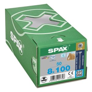 Spax RVS A2 Houtbouwschroeven 8x100 – 50 stuks