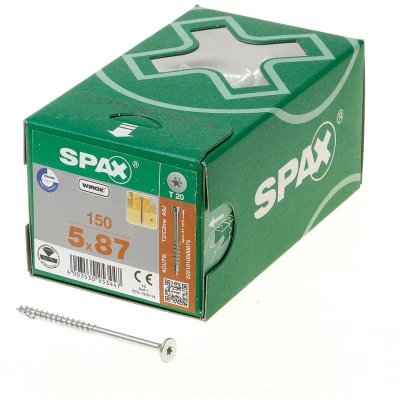 Spax spaanplaatschroef Discuskop staal TX (TX20) 5,0 x 87 mm - 150 stuks