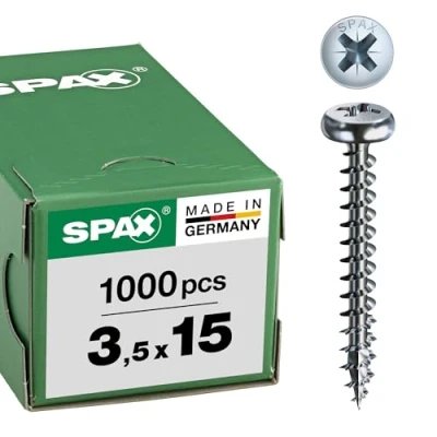 Spax universele schroef halfronde kop WIROX Kruiskop Z2 3,5 x 15 mm - 1000 stuks