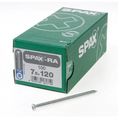 Spax schroef platverzonken kop staal TX T30 7,5 x 120 mm - 100 stuks