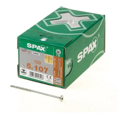 Spax spaanplaatschroef Vlakke discuskop staal T20 5,0 x 107 mm - 150 stuks