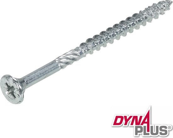 Dynaplus - Unischroef - POZI platkop - Pozidrive3 - 6 x 60 mm - Verzinkt