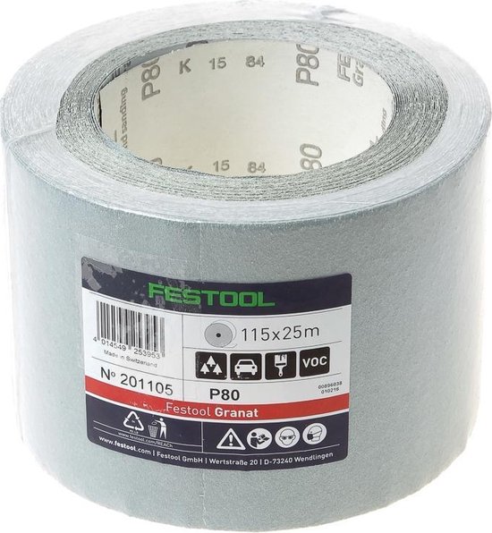 Festool 115x25m P150 GR Handschuurrol Granat - 201108