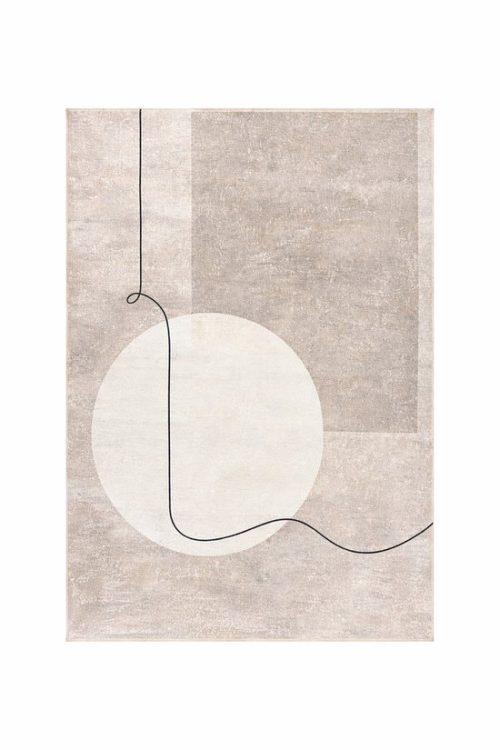 Vloerkleed 160×230 cm – Modern Abstract met Stripe | Beige/Grijs