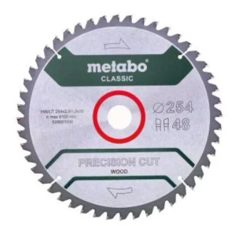 Metabo Zaagblad Precision Cut Wood 254×30 48T