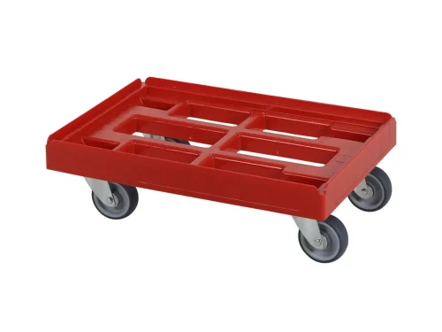 Verrijdbaar Kunststof Onderstel – Rood – 610 x 410 mm