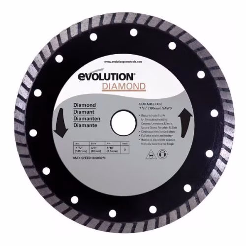 Evolution 185mm Diamantblad voor Steenzagen – Turbo Segmented
