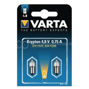 Varta 792 - Kryptonlampje - 4,8 V - 0,75 A - P13,5s - 2 Stuks