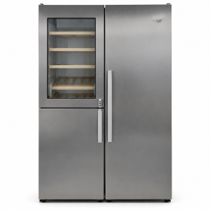 John Lewis JLDMFF001 Side-by-Side Wijnklimaatkast / Koelkast / Vriezer RVS